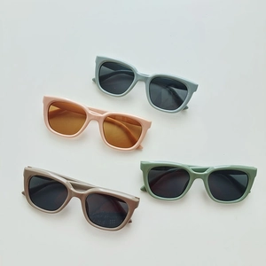 Retro square kids sunglasses in pastel colors with UV protection for outdoor style