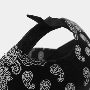 Casquette de baseball paisley hip-hop noire avec fermeture velcro réglable