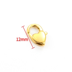 Chiusura a moschettone a cuore oro 12mm lucida per collane e braccialetti fai da te