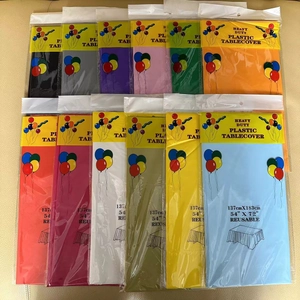 Plastic Tablecloth Heavy Duty Waterproof Oilproof Solid Color For Party Birthday Picnic Reusable PE Tablecover