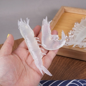 Realistic PVC transparent shrimp model showing straight and curved realistic textures