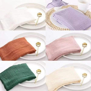 Effen Kleur Stoffen Servetten Polyester Linnen Textuur Zacht Wasbaar Gezoomde Rand Voor Bruiloft Banket Diner Party Tafel Decor
