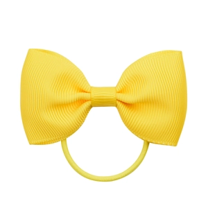 Cute yellow grosgrain ribbon bow hair tie with high elastic band for girls and women