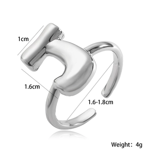 Detail view of silver geometric open ring showing 1cm width and 1.6-1.8cm inner diameter