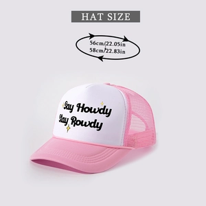 Detail of Say Howdy Trucker Hat with size 56-58cm for Pink and White mesh cap
