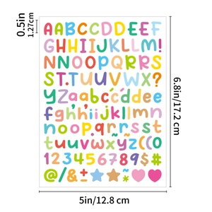 0.5 inch alphabet and number stickers for scrapbooking with precise size measurements