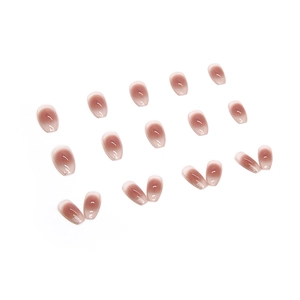 Short coffin nails in gradient jelly pink with a high-gloss finish for a minimalist look