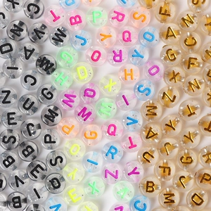 Transparente Acryl Alphabet Perlen Rund A-Z Buchstaben Lose Perlen Für DIY Armband Halskette Schmuckherstellung