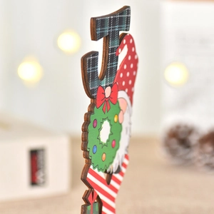 Christmas wooden letter J gnome ornament with red polka dot hat and green wreath