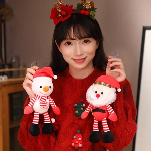 Set di peluche Babbo Natale e pupazzo di neve con ventose per decorazioni festive
