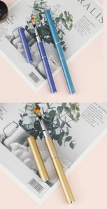 Dual-ended nail extension brush set with metallic pearlescent handles and gradient bristles