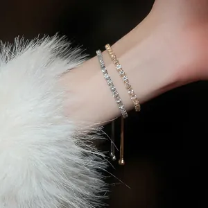 Korean Fashion Zircon Adjustable Bracelet Copper Tennis Chain Elegant Luxury Jewelry For Women