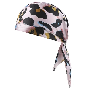 Pink leopard print silk satin yoga headscarf and lightweight summer outdoor bandana