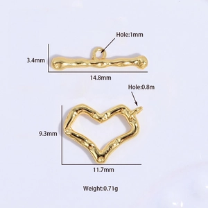 Fermoir à bascule cœur en argent S925 doré pour la création de bijoux DIY et colliers