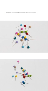 Macro shot of colorful candy-colored enamel ball stud earrings in various vibrant shades