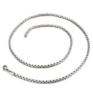Stainless Steel Chain Necklace Vintage Distressed Punk Hip Hop Jewelry For Men Square Link Wheat Cuban Link