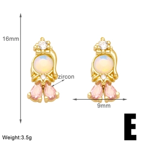 Macro view of mermaid earring dimensions 16mm by 9mm with pink zircon and opal