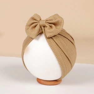 Newborn Baby Turban Beanie Soft Ribbed Knit Large Bow Headwrap Infant Ear Protection Indian Style Cap For Toddler Girls