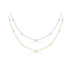 925 Sterling Silver Geometric Round Zirconia Station Necklace For Women Minimalist Elegant Platinum Gold Plated Clavicle Chain Jewelry