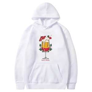 White Christmas hoodie for men and women featuring Santa's Shandy graphic and kangaroo pocket