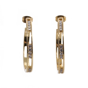 Gold hoop earrings with micro-p镶嵌ed cubic zirconia devil's eye and heart charms
