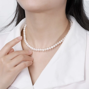 Freshwater Pearl Necklace 925 Sterling Silver Adjustable Baroque Style Elegant Retro Jewelry For Women