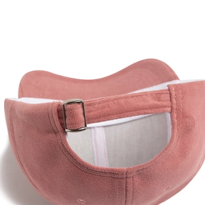Pink sherpa baseball cap with adjustable silver metal buckle and soft fleece texture