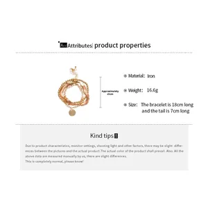 Specifiche dettagliate delle dimensioni dei braccialetti a strati dorati con moneta