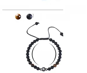 Detailed parameter chart showing 6mm tiger eye beads and 7-11.8 inch adjustable cord length