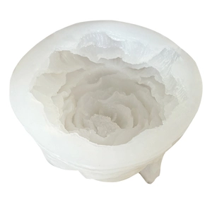 Peony flower silicone mold for candles and resin crafts with realistic rock texture