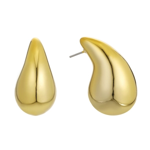 Polished gold teardrop earrings in irregular streamlined design with mirror finish