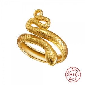 925 Sterling Silver Open Snake Ring For Women INS Style Fashion Animal Shape Adjustable Finger Ring Gold Silver Plated Jewelry