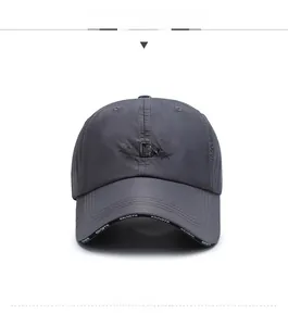 Close-up of the breathable gray quick-dry baseball cap with 3D Sport embroidery detail