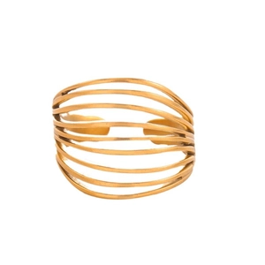 Minimalist wide open ring with 18k gold plated multi-layer geometric hollowed lines
