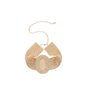 Luxurious gold-tone choker with oval crystal center and dense pavé rhinestones