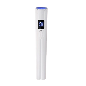 Portable white handheld UV nail lamp with LED display and professional minimalist design