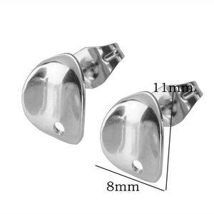 Detail von 11x8mm Edelstahl Ohrsteckern mit Aufhängeöse für DIY-Schmuckherstellung