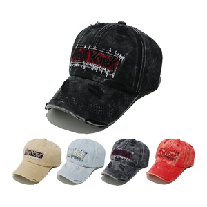 Washed Cotton Baseball Cap New York Letter Embroidery Distressed Hole Vintage Street Outdoor Travel Sun Hat Men Women