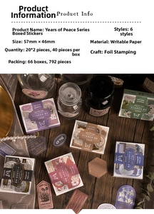 Detail of vintage gold-stamped stickers showing elegant paper textures and retro patterns