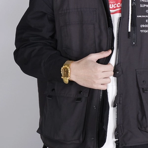 Men's gold-plated stainless steel snake bone bracelet with vintage belt buckle design