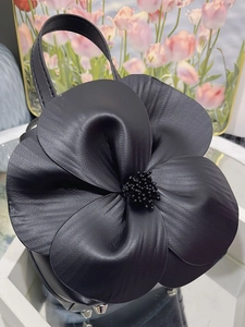 3D Flower Petal Handbag PU Leather Creative Floral Tote Bag With Drawstring Inner Pouch Elegant Evening Party For Women
