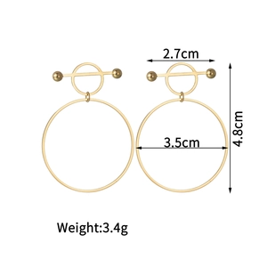 18K gold plated stainless steel geometric hollow hoop earrings, size 4.8cm by 2.7cm