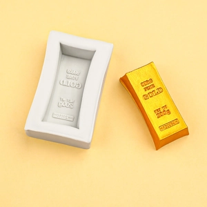 Gold bar silicone mold for chocolate and fondant featuring fine gold 200g engraving design