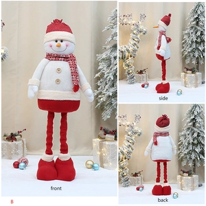 Detailed front side and back views of 38-inch telescopic snowman doll for Christmas decor