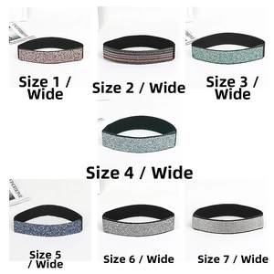 Collection of seven elastic rhinestone waist belts featuring various colorful sequin designs
