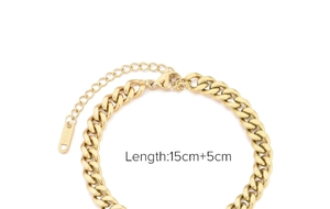 Détail du bracelet gourmette plaqué or 18K avec longueur réglable de 15cm+5cm