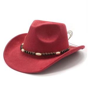 Western Cowboyhut Wildlederimitat Boho Perlenband Breite Krempe Vintage Ethno Stil Für Damen Herren