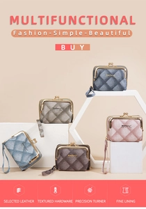 Mini quilted leather wallets in multiple colors with gold hardware and wrist strap