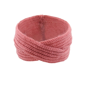 Fascia per capelli in maglia intrecciata rosa antico, paraorecchie donna invernale