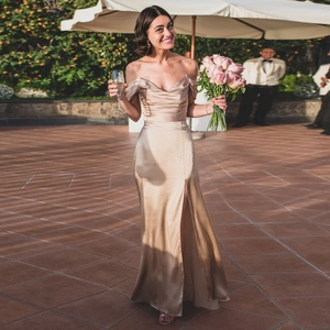 Sexy Off Shoulder Satin Evening Dress High Slit Pleated Long Wedding Party Gown For Women